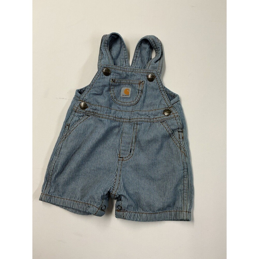 Carhartt striped denim short overalls for baby boys